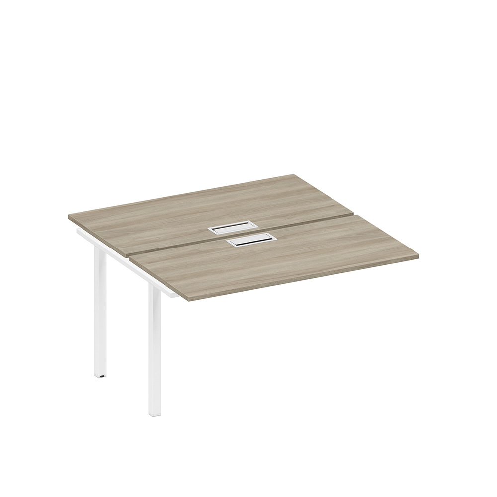 Секция стола рабочей станции на металлокаркасе, столешницы с заглушкой