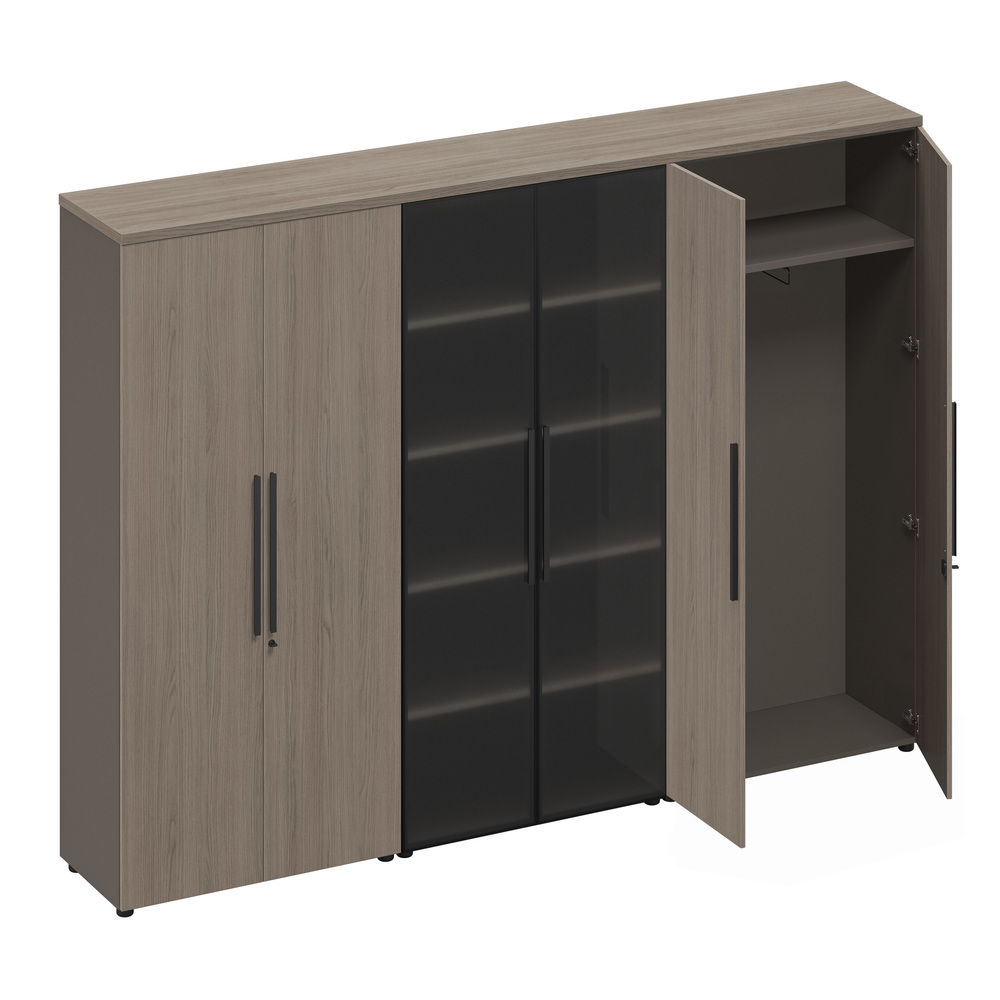 Шкаф комбинированный (одежда-стекло-одежда)